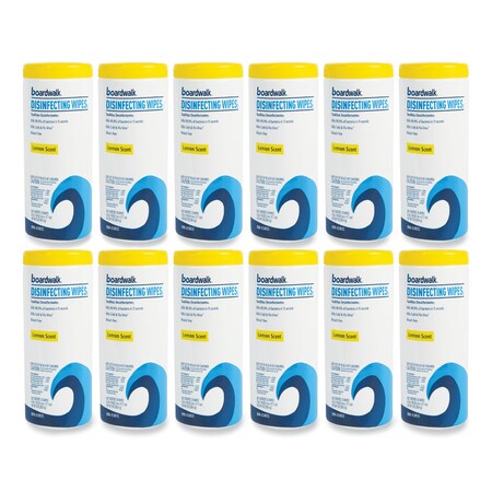 Boardwalk Disinfecting Wipes, 8 x 7, Lemon Scent, 35/Canister, PK12 BWK455W35